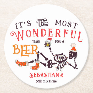 Jul juli Skeleton Sommar Ween Beer Birthday Underlägg Papper Rund