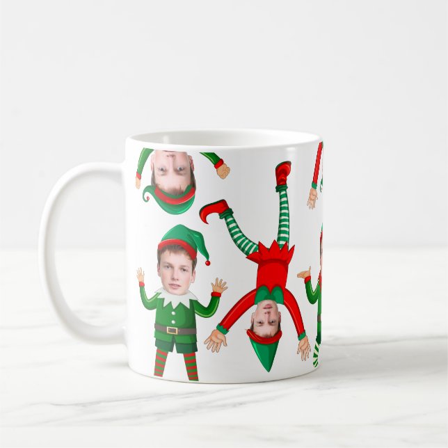 Jul Julklappspresent Rolig Tomte Anpassat Ansikte Kaffemugg (Vänster)