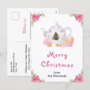 Jul Jultea Rosa God Jul Helg Vykort