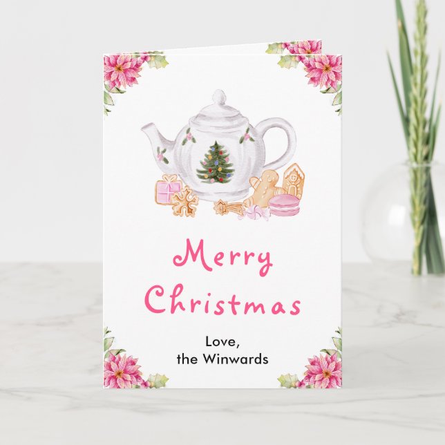Jul Jultea Rosa God Jul Helgkort (Framsida)