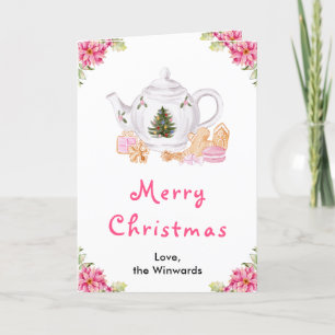 Jul Jultea Rosa God Jul Helgkort