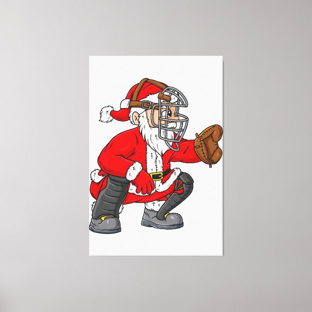 Jul Jultomten Baseball Catcher Boys Girls Canvastryck (Framsida)