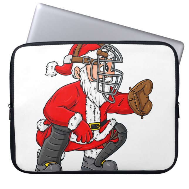 Jul Jultomten Baseball Catcher Boys Girls Laptop Fodral (Framsidan)