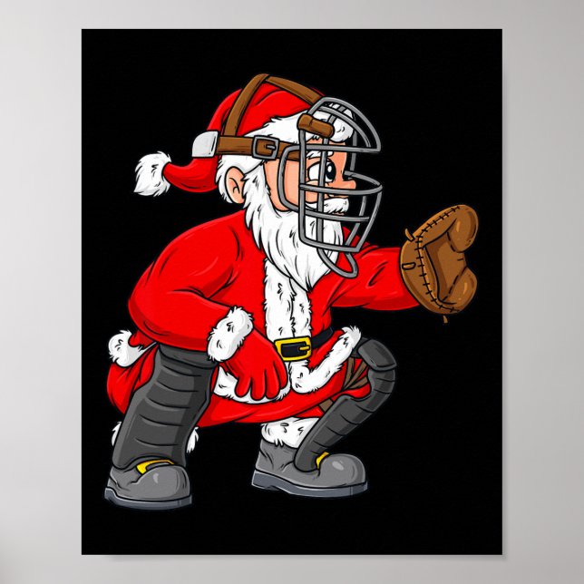 Jul Jultomten Baseball Catcher Boys Girls Poster (Framsidan)