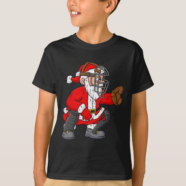 Jul Jultomten Baseball Catcher Boys Girls T Shirt (Framsida)