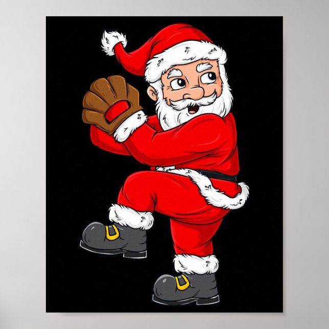 Jul Jultomten Baseball Pitcher Boys Kids T Poster (Framsidan)