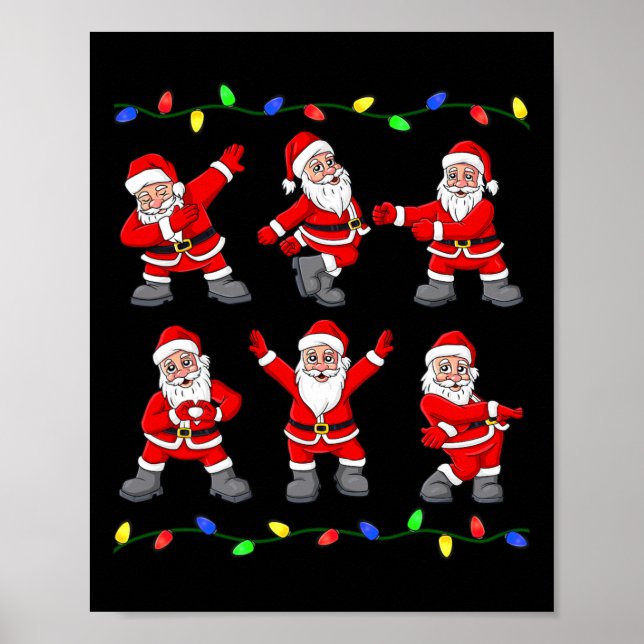 Jul Jultomten Dancing Träd Ljus Boys Kid Poster (Framsidan)