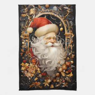 Jul Jultomten Dekoration Fullt Ansikte Kökshandduk