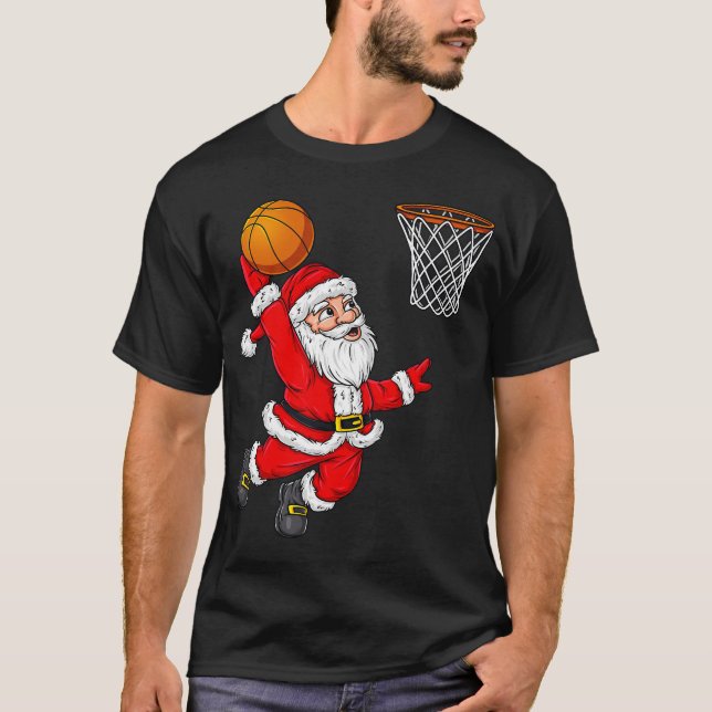 Jul Jultomten Dunking A Basketball Funny X T Shirt (Framsida)