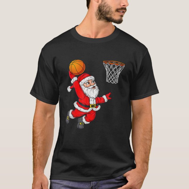 Jul Jultomten Dunking A Basketball Funny X T Shirt (Framsida)