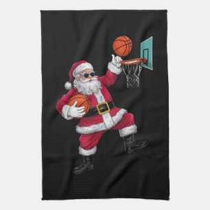 Jul Jultomten Dunking A Basketball Julafton Kökshandduk