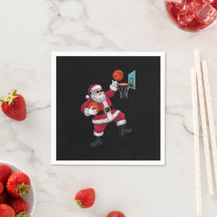 Jul Jultomten Dunking A Basketball Julafton Pappersservett