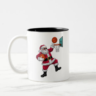 Jul Jultomten Dunking A Basketball Julafton Två-Tonad Mugg