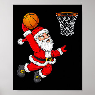 Jul Jultomten Dunking A Basketball Roligt Xma Poster