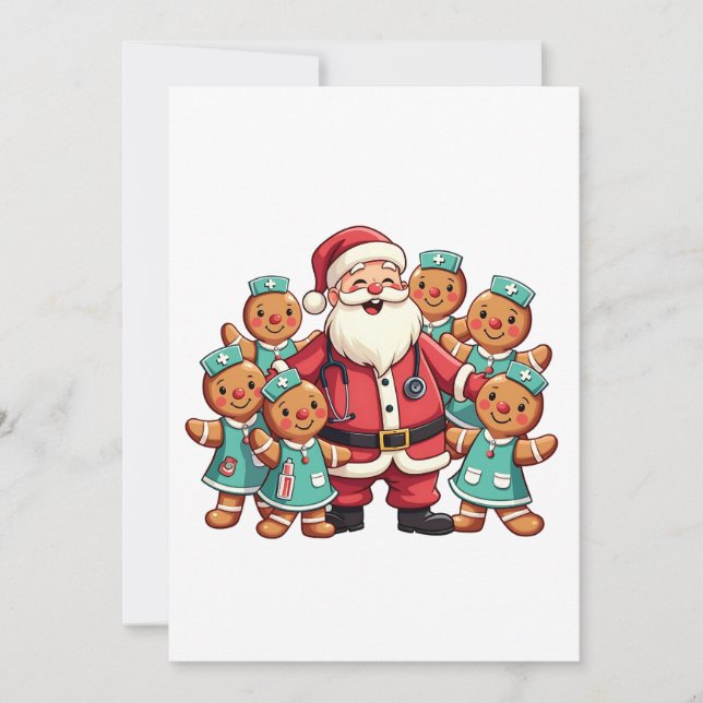 Jul Jultomten Gingerbröd Nurses Inbjudningar (Framsida)