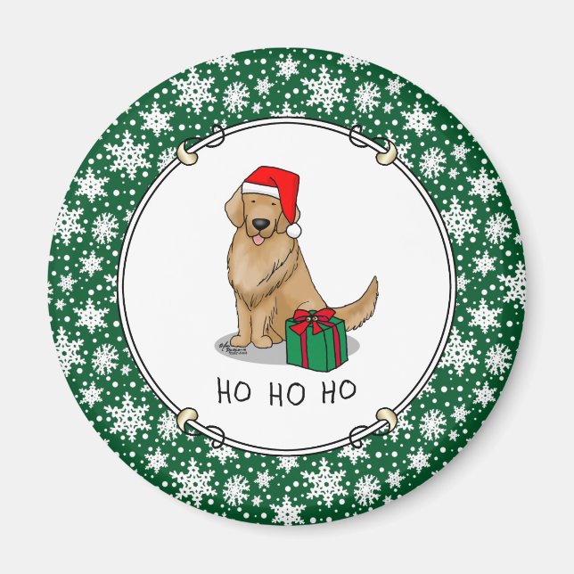 Jul Jultomten Golden Retriever Hund Cute Magnet (Framsidan)