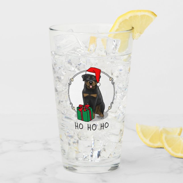 Jul Jultomten Hat Rottweiler Hund Cute Glaskopp (Bakside Is)