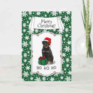 Jul Jultomten Hat Rottweiler Hund Funny Kort