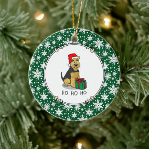 Jul Jultomten Hat Welsh Terrier Hund Cute Julgransprydnad Keramik