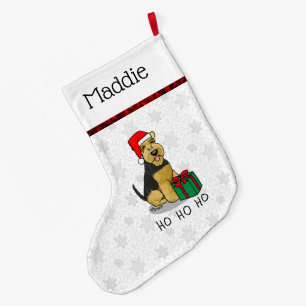 Jul Jultomten Hat Welsh Terrier Hund Cute Stor Julstrumpa
