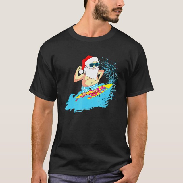 Jul Jultomten Hawaiian Surfing Summer Surfa T Shirt (Framsida)