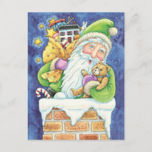 Jul, Jultomten i Skorsten med Leksaker Helg Vykort