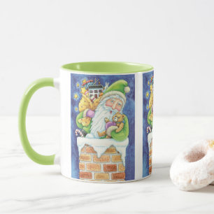 Jul, Jultomten i Skorsten med Leksaker Mugg