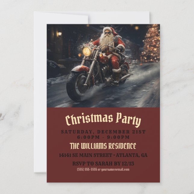 Jul Jultomten kör motorcykel Inbjudningar (Framsida)