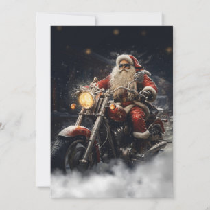 Jul Jultomten kör motorcykel Julkort