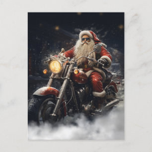 Jul Jultomten kör motorcykel Vykort