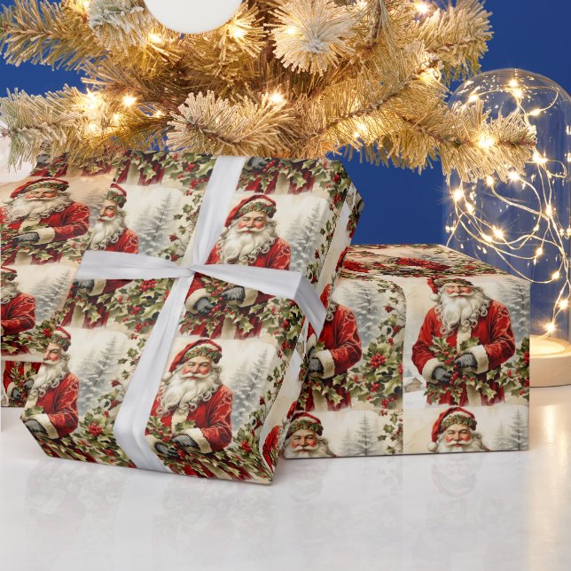 Jul Jultomten med Holly Berry Presentpapper (Helgdagar)