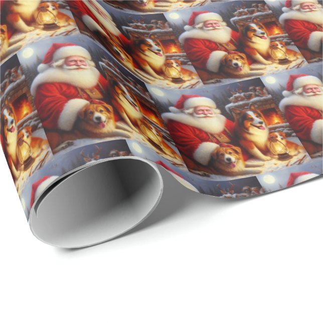 Jul Jultomten med Hundar 1 Presentpapper (Rullad Hörn)