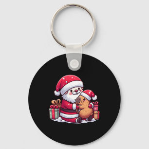 Jul-Jultomten-njutning av Cute Capybara med S Nyckelring