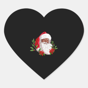 Jul Jultomten och Poinsettias Hjärtformat Klistermärke
