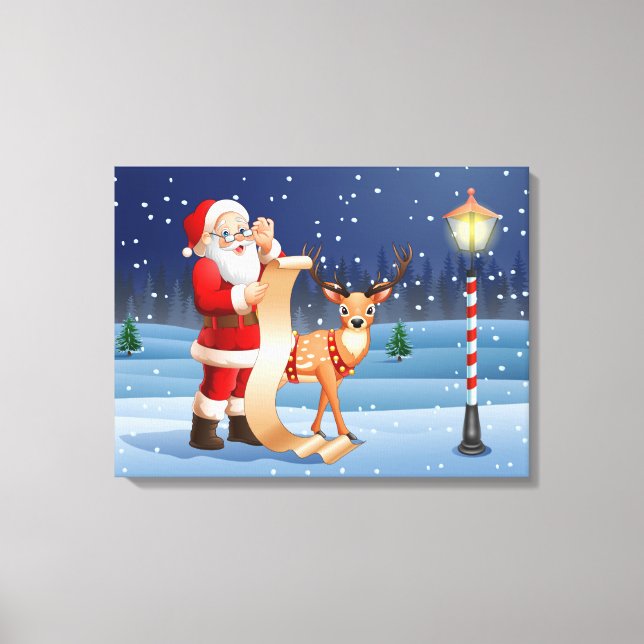 Jul Jultomten och renar Canvastryck (Framsida)