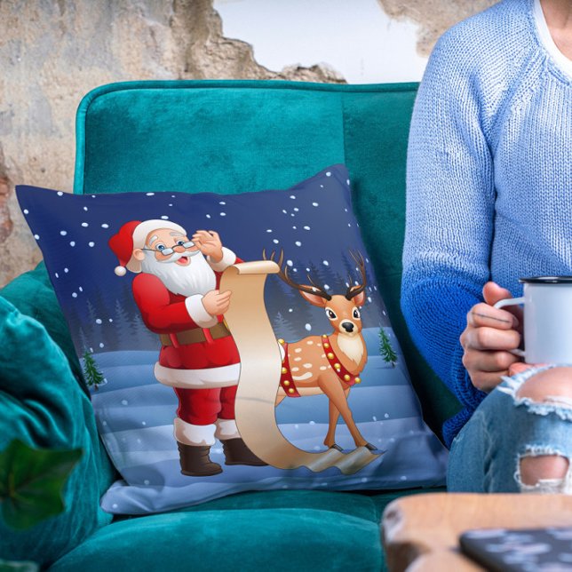 Jul Jultomten och renar Kudde (Skapare uppladdad)
