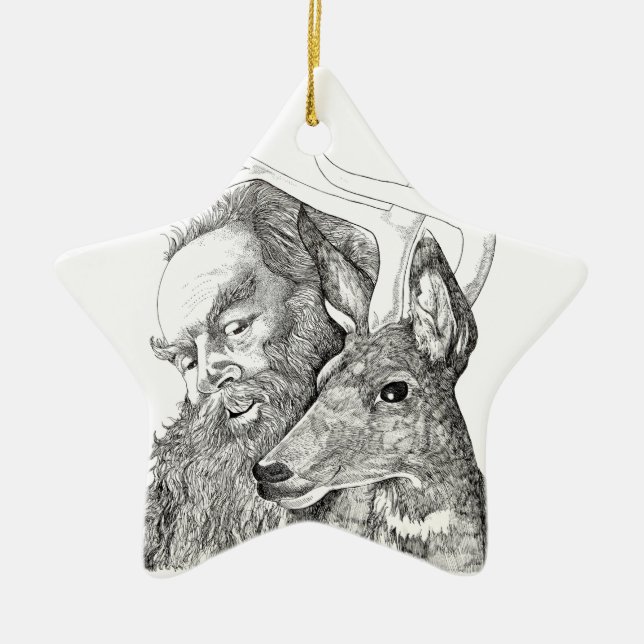 Jul Jultomten och Rener Julgransprydnad Keramik (Framsidan)