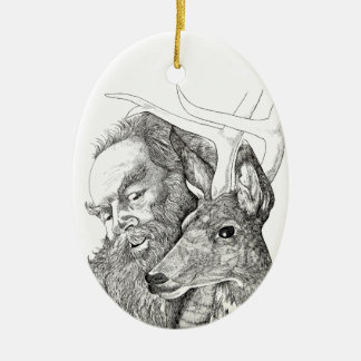 Jul Jultomten och Rener Julgransprydnad Keramik