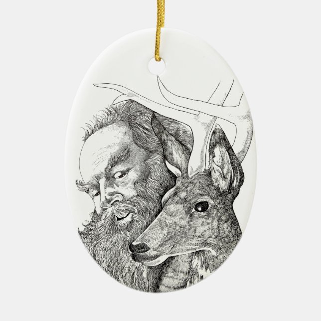 Jul Jultomten och Rener Julgransprydnad Keramik (Framsidan)