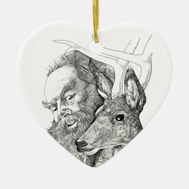 Jul Jultomten och Rener Julgransprydnad Keramik (Framsidan)