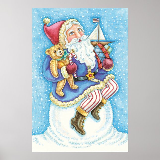 Jul, Jultomten på Snowball med Leksaker Poster (Framsidan)