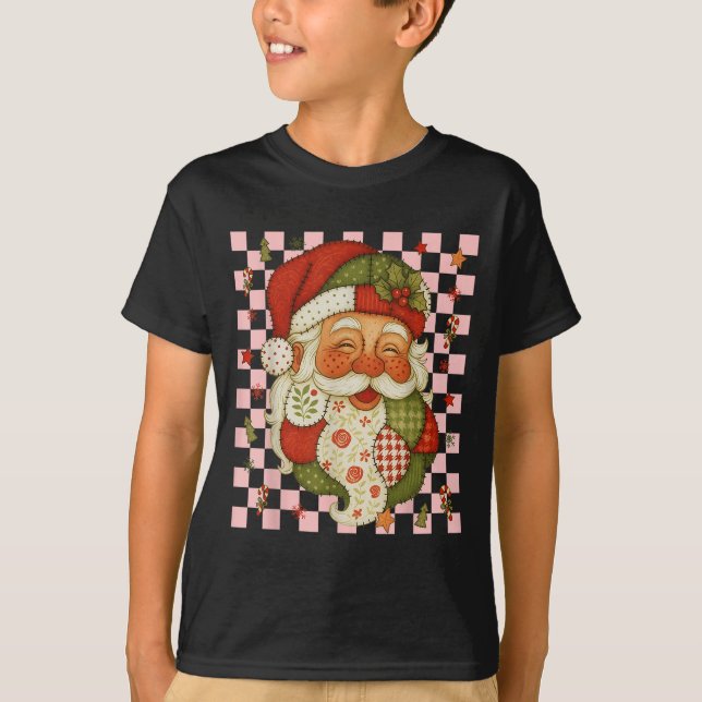 Jul Jultomten Patchwork Matching Family 20 T Shirt (Framsida)
