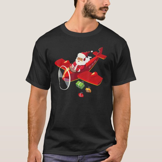 Jul Jultomten Pilot Flygplan i T Shirt (Framsida)