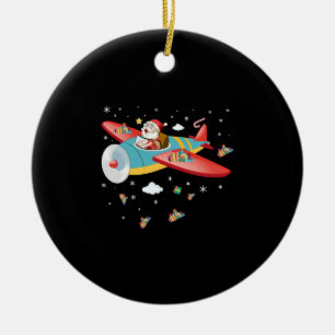 Jul Jultomten Pilot Flygplanets bojar G Julgransprydnad Keramik