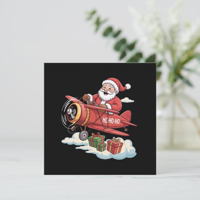 Jul Jultomten Pilot för flygplanet Gift Inbjudningar (Stående Fram)