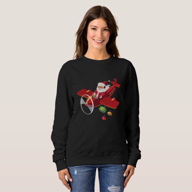Jul Jultomten Pilot för flygplanet Gift T Shirt (Hel framsida)
