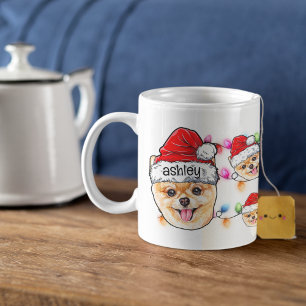 Jul Jultomten Pommern Pet Hund Head Kaffemugg