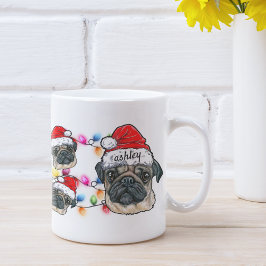 Jul Jultomten Pug Pet Hund aveln med Namn Kaffemugg