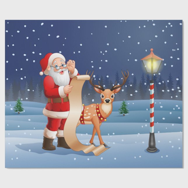 Jul Jultomten Reindeer Cute Winter Presentpapper (Platt)