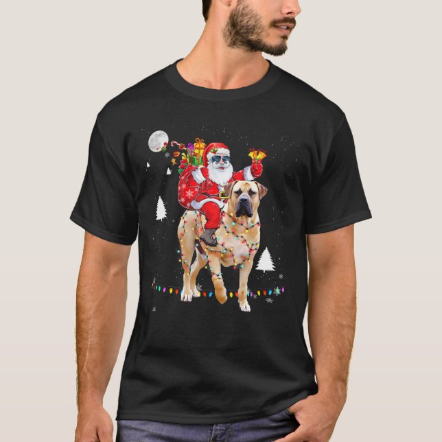 Jul Jultomten Riding Bullmastiff Ljus Xm T Shirt (Framsida)